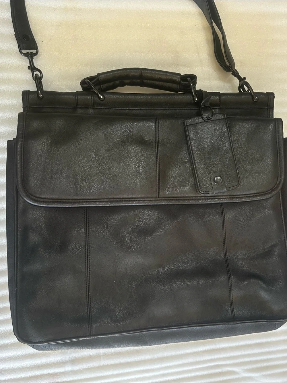 Leather Briefcase Messenger Bag in Black - Men’s Professional Carry